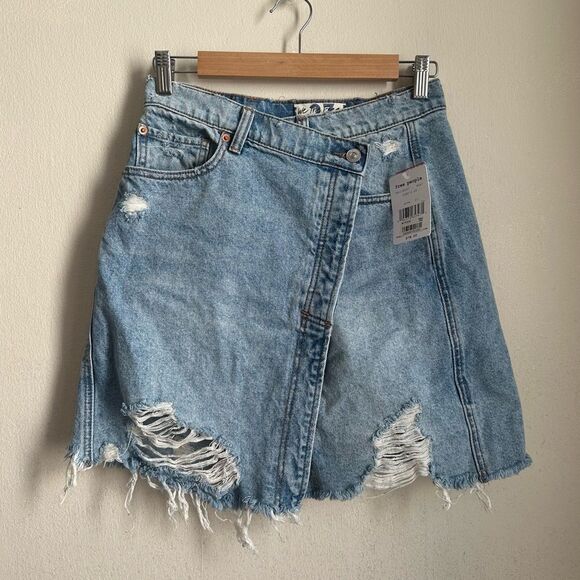 NWT free people jean wrap skirt ob1136297 size 27 - Picture 4 of 8